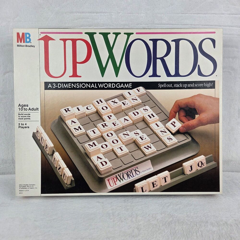 Vintage 1988 Milton Bradley Upwords 3D Word Board Game Complete w/ Instructions